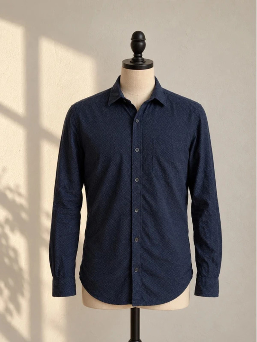 The Kooples Men's Navy Micro Dot Slim Fit Cotton Shirt Size S